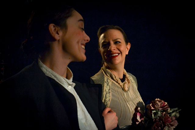 Lindsey as jane, and Meghan as Mr Rochester, dance together